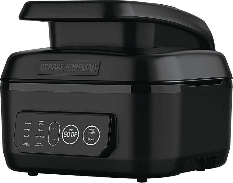 George Foreman Beyond Grill锟?7-in-1 Electric Indoor Grill with Air Fry Technology, MCAFD800D, Black, Large