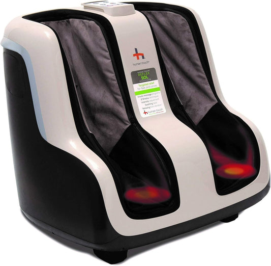 Reflex SOL Foot & Calf Massager w/ Heat - Plantar Fasciitis Relief + Circulation + Shiatsu Deep Kneading + Vibrating for Stress + Compression - Adjustable for Women and Men up to Size 12