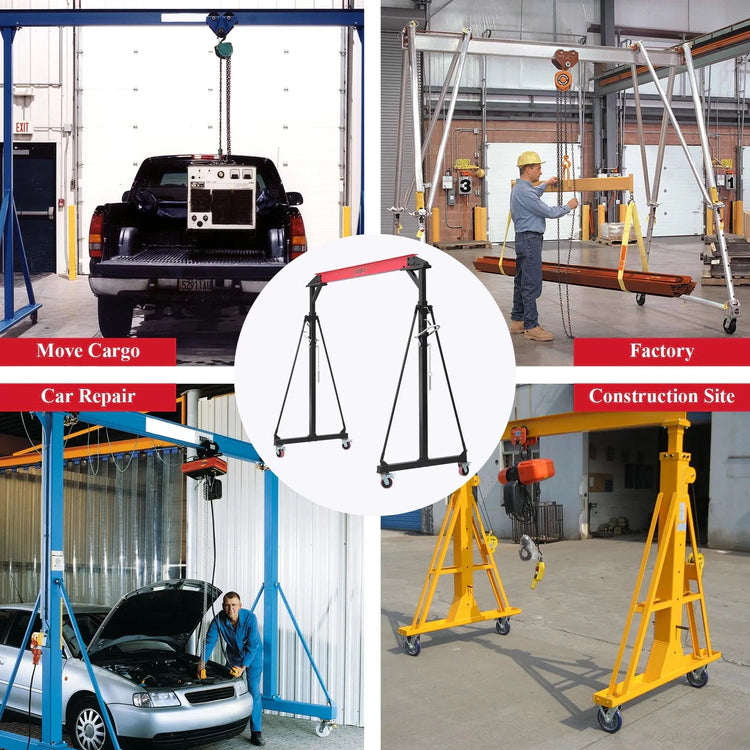 2025 1 Ton Adjustable Gantry Crane, 2200 lbs Capacity, Height Adjustable 96.5"-143.7", Portable Hoist for Factory, Construction, Warehouse, Auto Repair