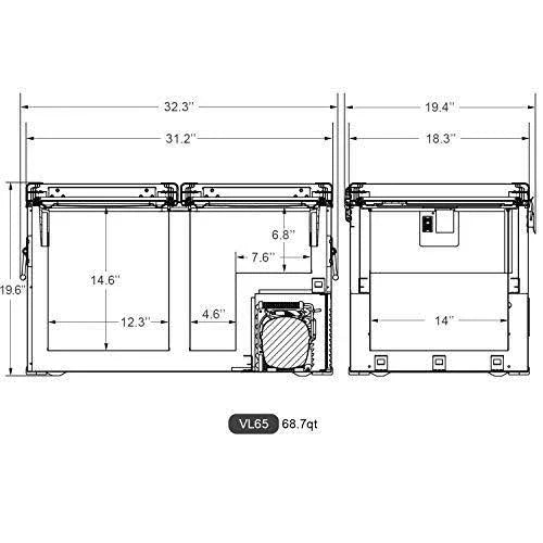 Dual Zone Portable Refrigerator + Secop Compressor 65 Liters