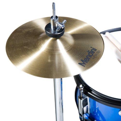 Mendini By Cecilio Drum Set For Kids/Junior – 16 Inch, 5 Piece, Blue Metallic – Starter Drums Kit w/Adjustable Throne, Cymbal, Pedal & Drumsticks – MJDS 5 BL