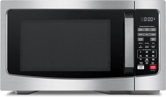 Air Fryer Combo 8-in-1 Countertop Microwave Oven, with Convection, Broil, Odor Removal Mode, 12.4" Position Memory Turntable, Child-Lock, 1.0 Cu.ft, Black Stainless Steel