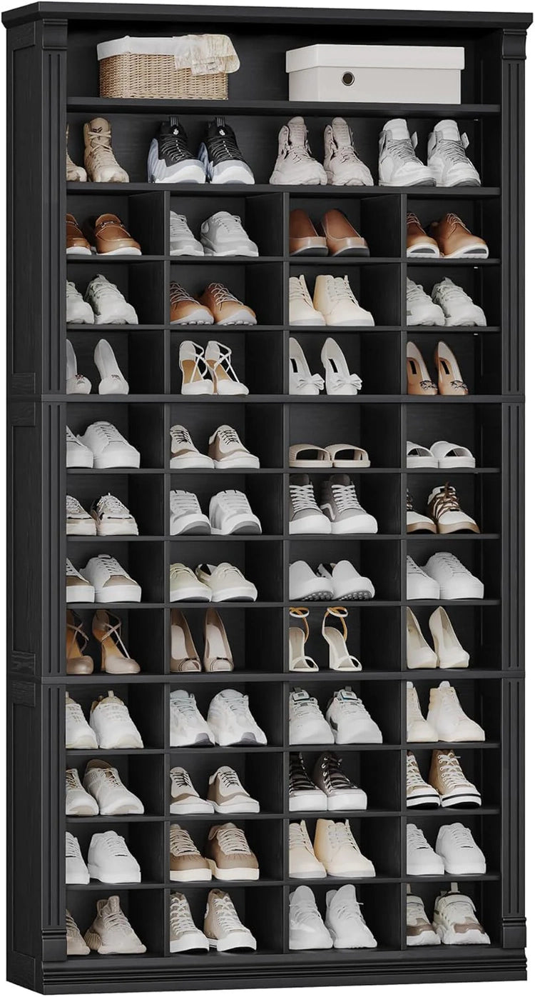 13 Tiers Shoe Storage Cabinet, Tall Shoe Cabinet with Cubby, Wooden Shoes Organizer