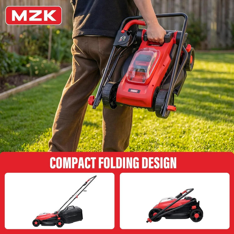 MZK 20V 13" Electric Lawn Mower, Brushless Cordless Lawn Mower with 4-Position Height