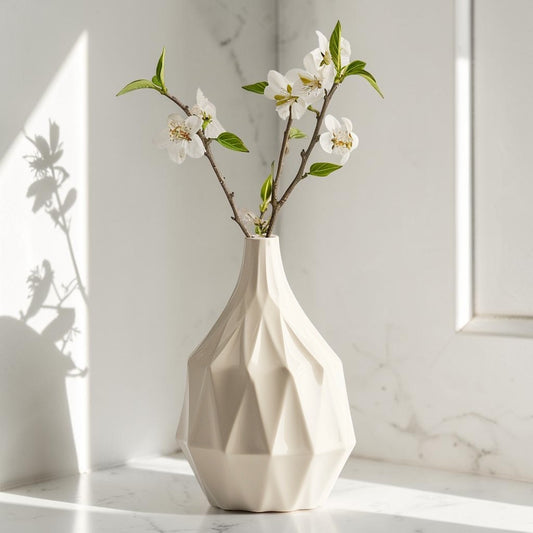 FINP Nordic Geometric Ceramic Flower Vase for Home Decor