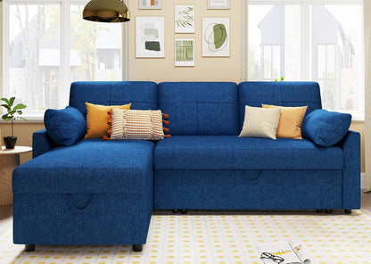 VanAcc Sofa Bed, Sleeper Sofa with Storage Chaise 2 in 1 Pull Out Couch Living Room