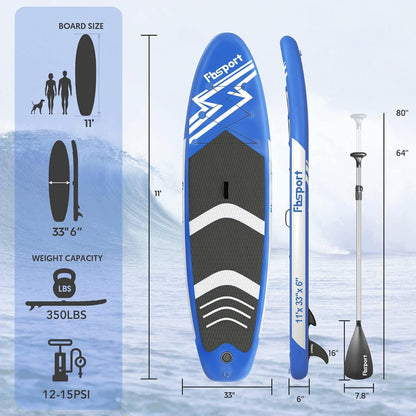 Premium Stand Up Paddle Board Yoga Board with Durable SUP Accessories & Carry Bag | Wide Stance Surf Control Non-Slip Deck Leash Paddle and Pump for Youth & Adult
