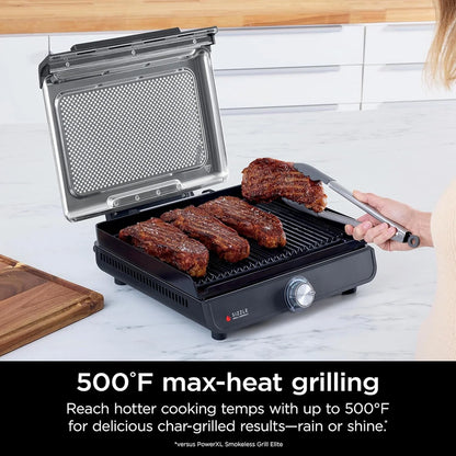 Ninja Griddle and Indoor Grill, 14锟? Electric Grill, For Steak, Burgers, Salmon, Veggies, and More, Pancake Griddle, Nonstick, Dishwasher Safe, 500F, Even Cooking, Silver, GR101