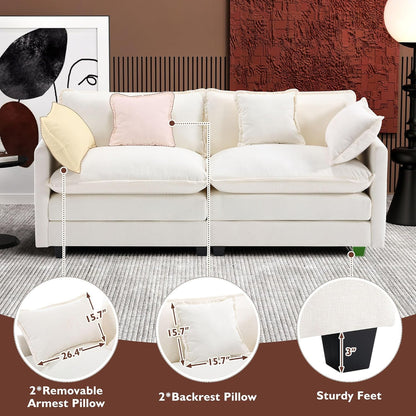 Ihanherry 146" U-Shaped Modern Sofa Modular Sectional Cloud Couch with 2 Ottoman, 6-Seat Chenille Deep Seat Sofa with 6 Pillows for Living Room, Bedroom and Apartment, Grey