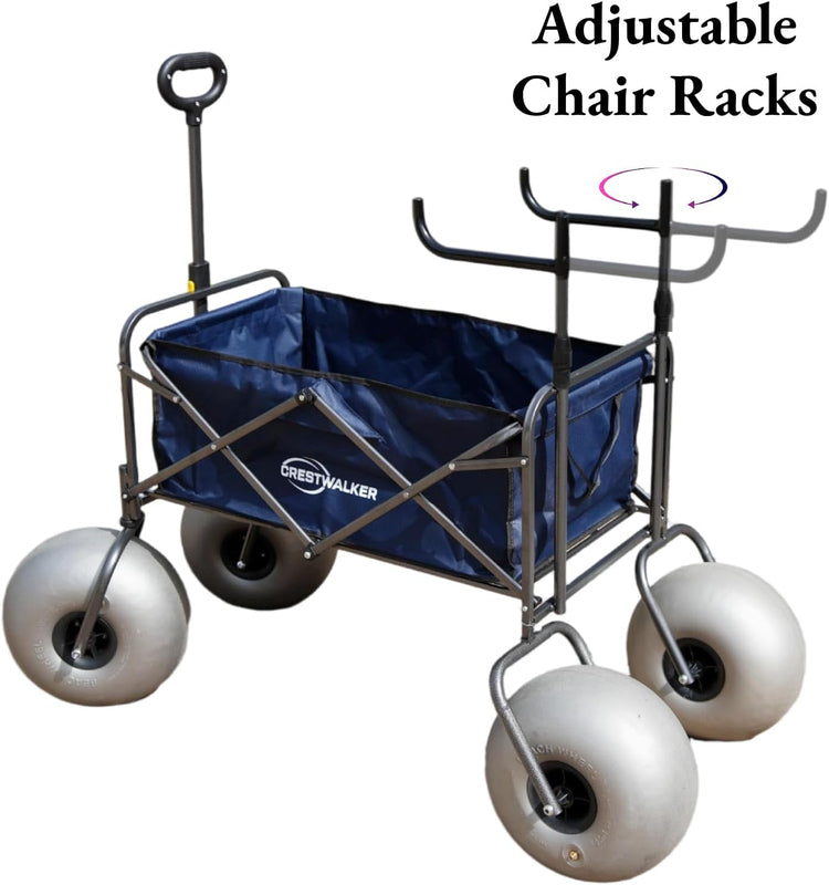 Beach Cart with 13" Balloon Wheels, Chair Racks & Pump Included