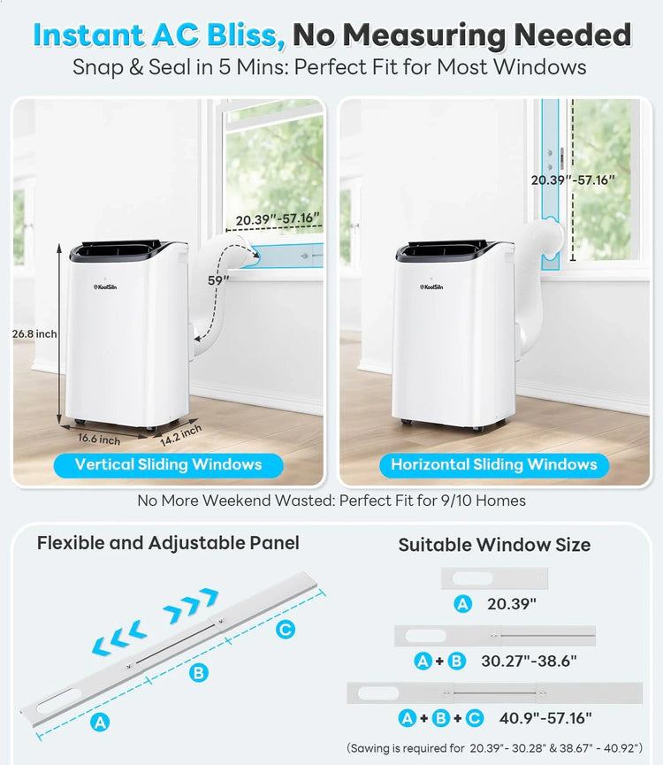 14,000 BTU Portable Air Conditioner Cools Up to 700 Sq.Ft, Auto-Evaporation Low Noise Portable AC Unit with Remote Control Fits for Large Room, Office, Garage,White