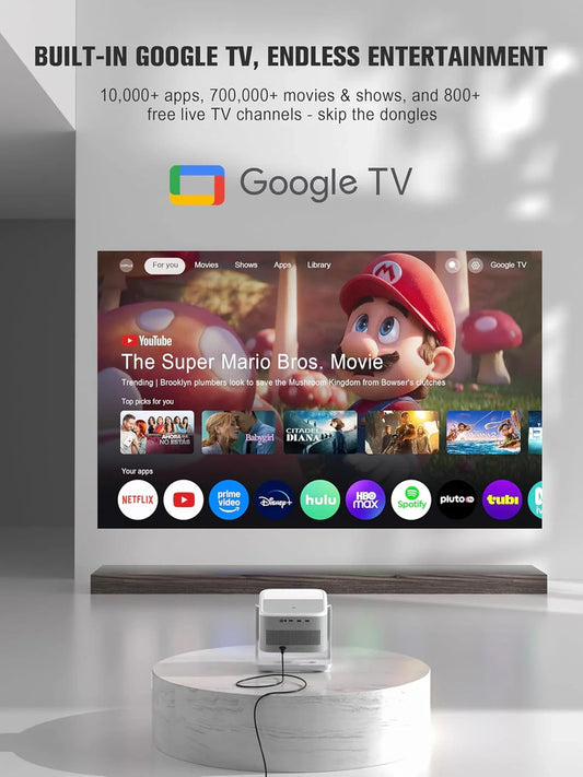 Official Licensed Google TV 4K Smart Projector with WiFi and Bluetooth, VOPLLS Outdoor