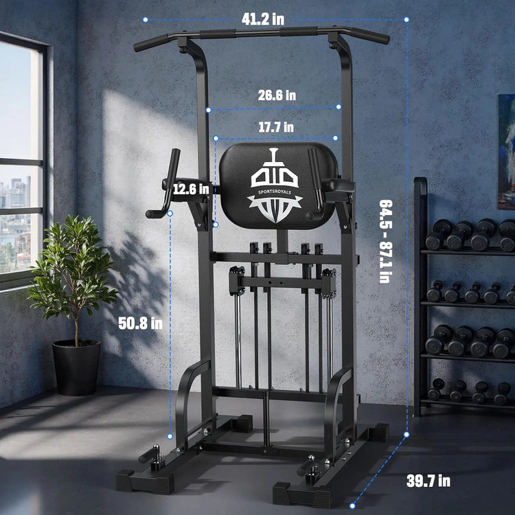 Sportsroyals Power Tower Pulp Up Bar Station, 450 lbs stable suspended immersion tilt station