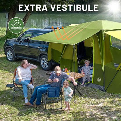 TIMBER RIDGE 5-9 Person SUV Tent with Screen Porch and Awning for Family Camping, Weather Resistant and Portable Van or Car Tent, Includes Rainfly and Storage Bag, 13' W X 10' L X 7.1' H