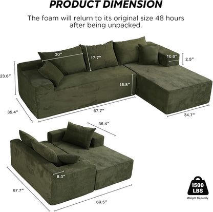 Cloud Sectional Couch with L-Shape Chaise,Modern Modular Sofa with Deep Seat, Upholstered Couches for Living Room Bedroom,No Assembly Required, Beige (Left Facing Chaise)