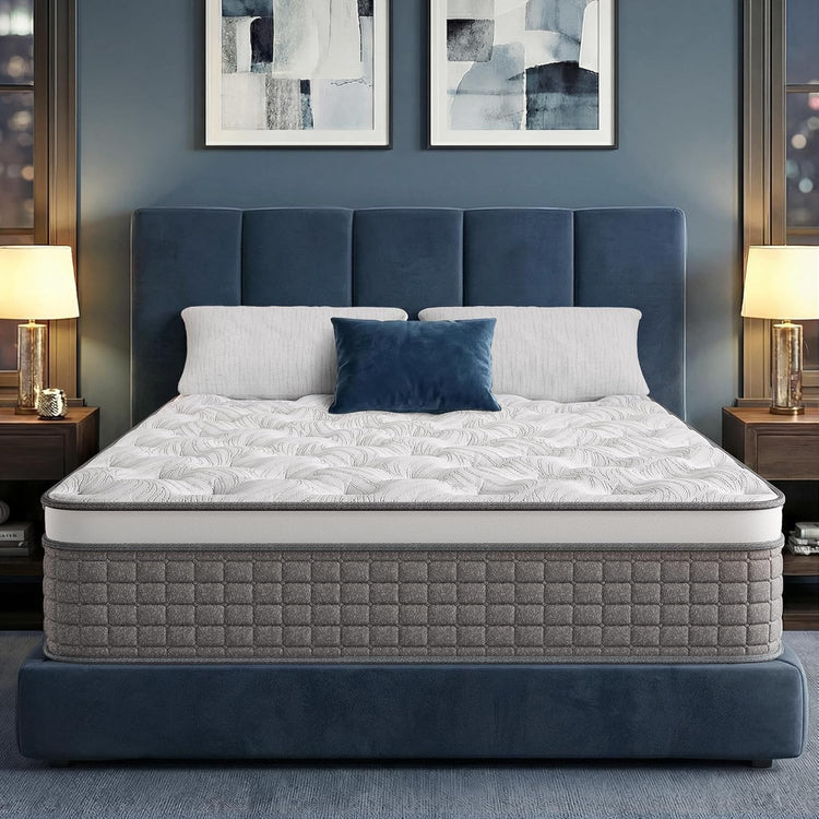 BedsPick King Size Mattress in A Box, 12 Inches Soft Hybrid Mattress with Memory Foam & Individually Wrapped Pocket Springs for Support, CertiPUR-US Certified, Fiberglass-Free, Pressure Relief