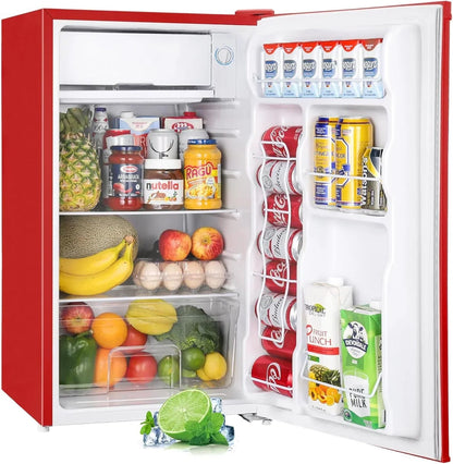 Upstreman 3.2 Cu.Ft Mini Fridge Freezer Single Door Fridge Dorm Fridge Adjustable Thermostat