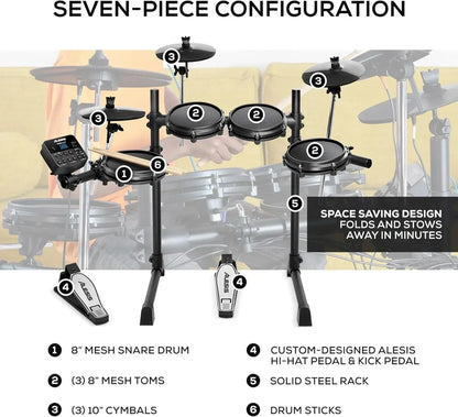 Alesis Turbo Mesh Kit - Electric Drum Set with Over 100 Sounds Mesh Drum Pad