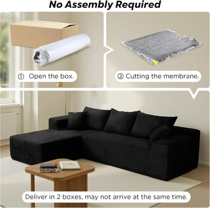 Cloud Sectional Couch with L-Shape Chaise,Modern Modular Sofa with Deep Seat, Upholstered Couches for Living Room Bedroom,No Assembly Required, Beige (Left Facing Chaise)