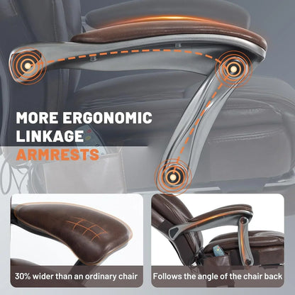 Massage Office Chair with Heating and Footrest Ergonomic Executive Reclining Office Chair