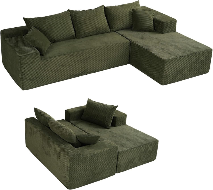 Cloud Sectional Couch with L-Shape Chaise,Modern Modular Sofa with Deep Seat, Upholstered Couches for Living Room Bedroom,No Assembly Required, Beige (Left Facing Chaise)