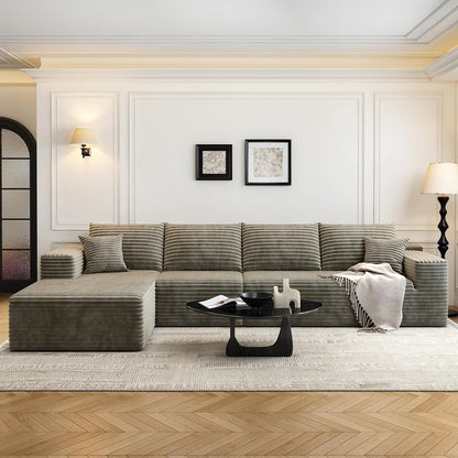 107.5" Cloud Modular Sectional Sofa Couch with L-Shape Chaise,Modern Minimalist Upholstered Couches for Living Room Bedroom,Deep Seat Corner Couch .No Assembly Required (Black,Left Facing Chaise)