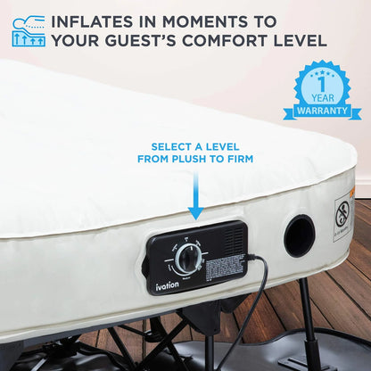 Ivation EZ-Bed Self Inflating Air Mattress Twin Air Mattress with Built In Pump & Case