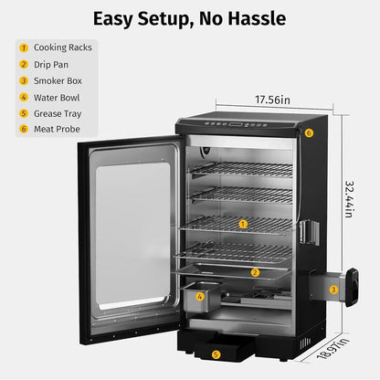 EAST OAK 30" Outdoor Electric Smoker Built-in meat probe smokes up to 6 times longer
