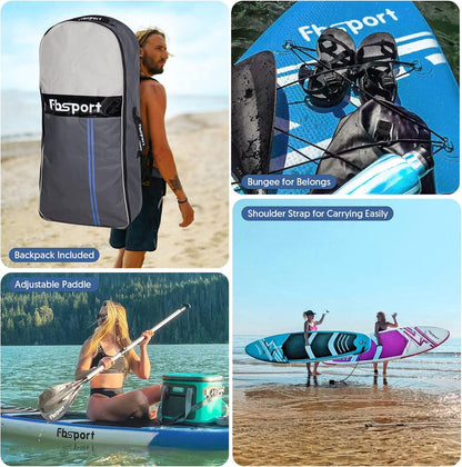Premium Stand Up Paddle Board Yoga Board with Durable SUP Accessories & Carry Bag | Wide Stance Surf Control Non-Slip Deck Leash Paddle and Pump for Youth & Adult