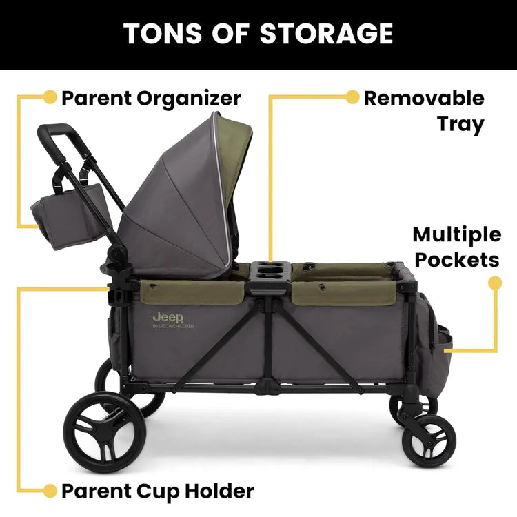 Jeep Sport All-Terrain Stroller Wagon by Delta Children Includes Canopy Parent Organizer