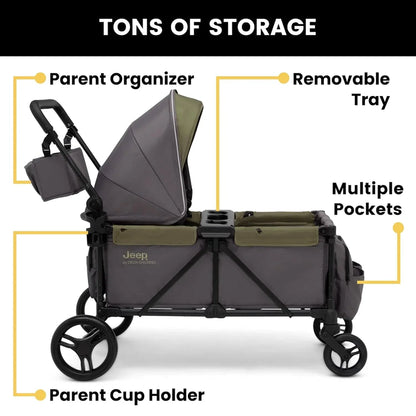 Jeep Sport All-Terrain Stroller Wagon by Delta Children Includes Canopy Parent Organizer