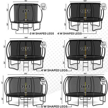 JUMPZYLLA 8FT Trampoline Outdoor with Enclosure for Kids