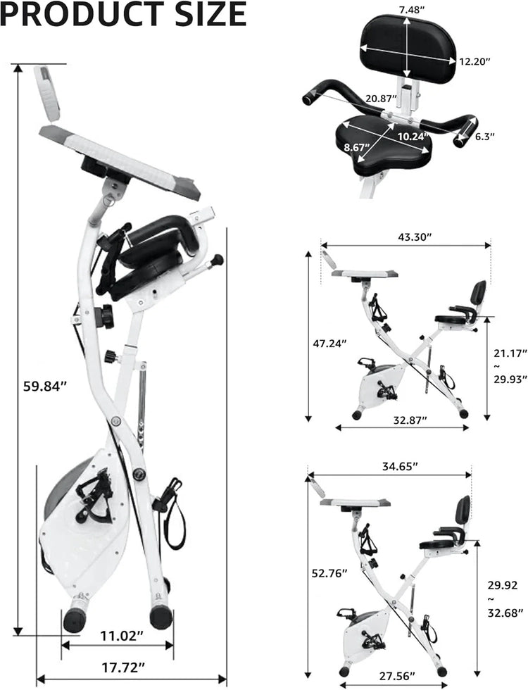 Foldable Exercise Bike Stationary Bikes for Home, 5 IN 1 Indoor Workout Bike, Cycling Bike with 16-Level Quiet Magnetic Resistance, 6.6 LBS Flywheel and 300LBS Capacity, 2025 Designed 817 X-bike