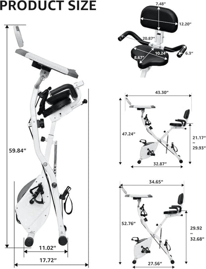 Foldable Exercise Bike Stationary Bikes for Home, 5 IN 1 Indoor Workout Bike, Cycling Bike with 16-Level Quiet Magnetic Resistance, 6.6 LBS Flywheel and 300LBS Capacity, 2025 Designed 817 X-bike