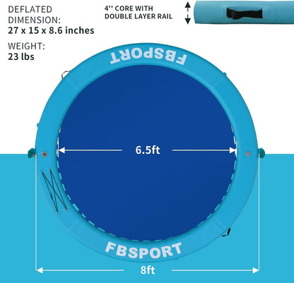 Inflatable Dock Floating Platform 8ft Inflatable Water Hammock Floating Deck for Lake W/Cupholder Round Floating Ring Float Ring Pool Float Raft Lounger Island Platform Pad