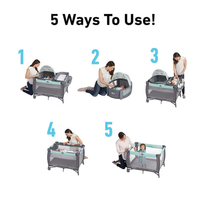 Graco Pack 'n Play Close2Baby Bassinet Playard Features Portable Bassinet Diaper Changer and More Derby