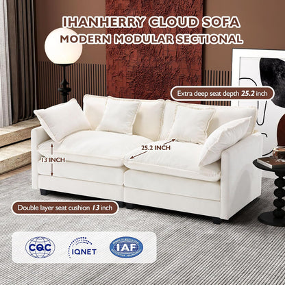 111.4 Inch L-Shaped Modern Sofa Modular Cloud Sofa Ottoman 4-Seater Chenille Deep Seat Sofa