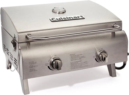Cuisinart Chef's Style Tabletop Portable Propane Grill, 20,000 BTU Stainless Steel 2-Burner