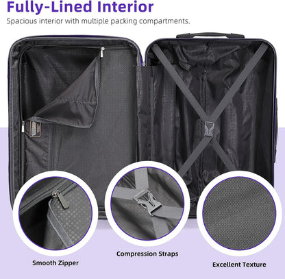 6-piece luggage set, expandable hardshell suitcase set with spinner wheels, lightweight rolling luggage set