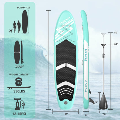 Premium Stand Up Paddle Board Yoga Board with Durable SUP Accessories & Carry Bag | Wide Stance Surf Control Non-Slip Deck Leash Paddle and Pump for Youth & Adult