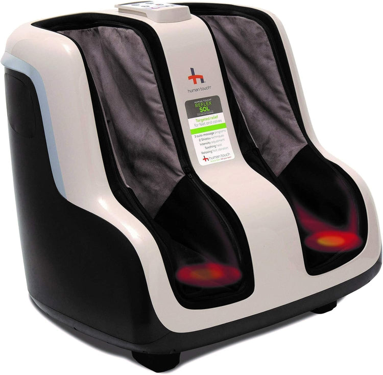 Reflex SOL Foot & Calf Massager w/ Heat - Plantar Fasciitis Relief + Circulation + Shiatsu Deep Kneading + Vibrating for Stress + Compression - Adjustable for Women and Men up to Size 12