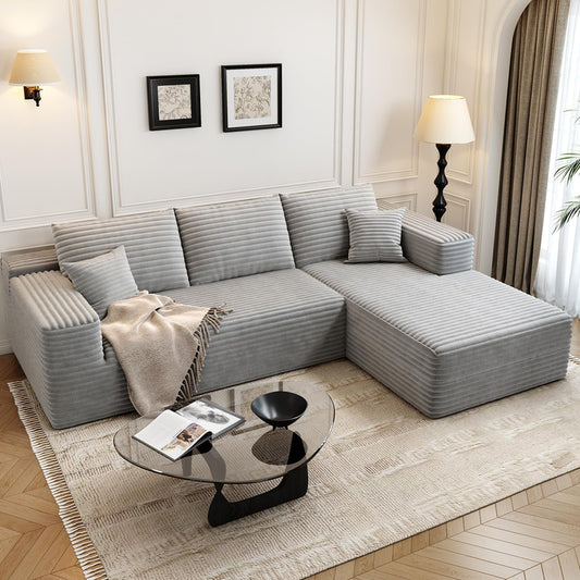 107.5" Cloud Modular Sectional Sofa Couch with L-Shape Chaise,Modern Minimalist Upholstered Couches for Living Room Bedroom,Deep Seat Corner Couch .No Assembly Required (Black,Left Facing Chaise)