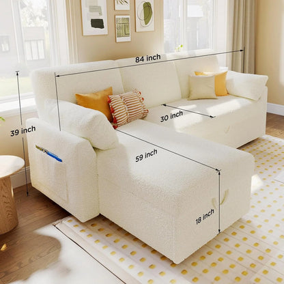 VanAcc Sofa Bed, Sleeper Sofa with Storage Chaise 2 in 1 Pull Out Couch Living Room