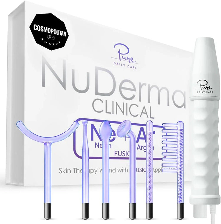 Pure Daily Care NuDerma Clinical Portable Skin Therapy Wand, Machine with 6 Fusion Neon
