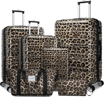 6-piece luggage set, expandable hardshell suitcase set with spinner wheels, lightweight rolling luggage set