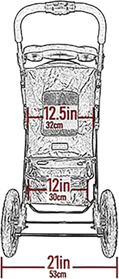 Pet Gear No-Zip AT3 Pet Stroller for Cats/Dogs, Zipperless Entry, Easy One-Hand Fold, Jogging Tires, Removable Liner, Cup Holder + Storage Basket, 1 Model, 2 Colors