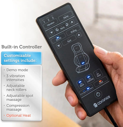 COMFIER Massager Chair with Heat Shiatsu Neck Back Massager Portable with Compress & Rolling Massage Chair Pad for Full Back Neck & Shoulders Full Body Pain