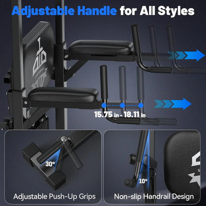 Sportsroyals Power Tower Pulp Up Bar Station, 450 lbs stable suspended immersion tilt station