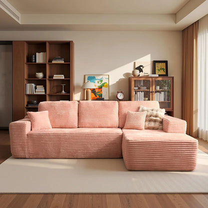 ovios 104" Cloud Sectional Couch with L-Shape Chaise,Modern Modular Sofa with Deep Seat, Upholstered Couches for Living Room Bedroom,No Assembly Required, Grey (Plush Corduroy Fabric)