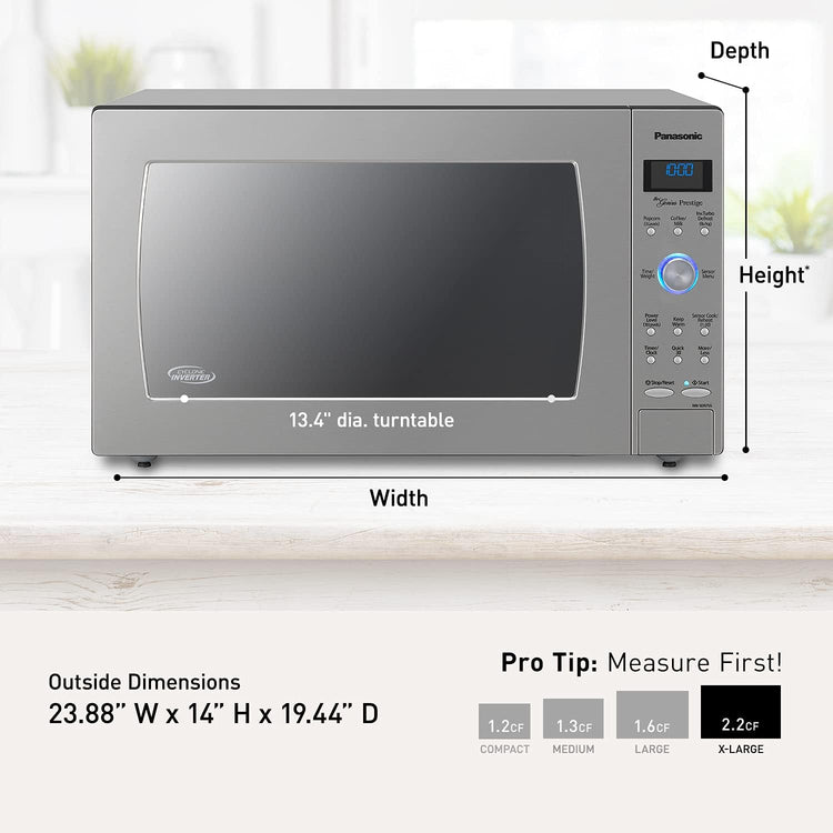 Panasonic NN-SN966S 2.2 Cu. Ft. 1250W Stainless Steel Microwave Oven with Inverter & Genius Sensor, Countertop/Built-In